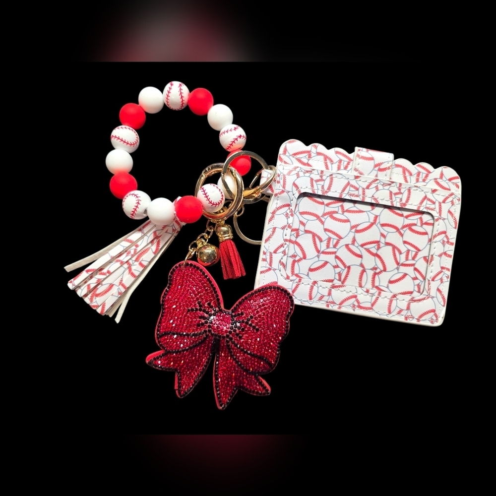 Baseball Pattern Wallet and Keychain Set - Picture 2 of 2